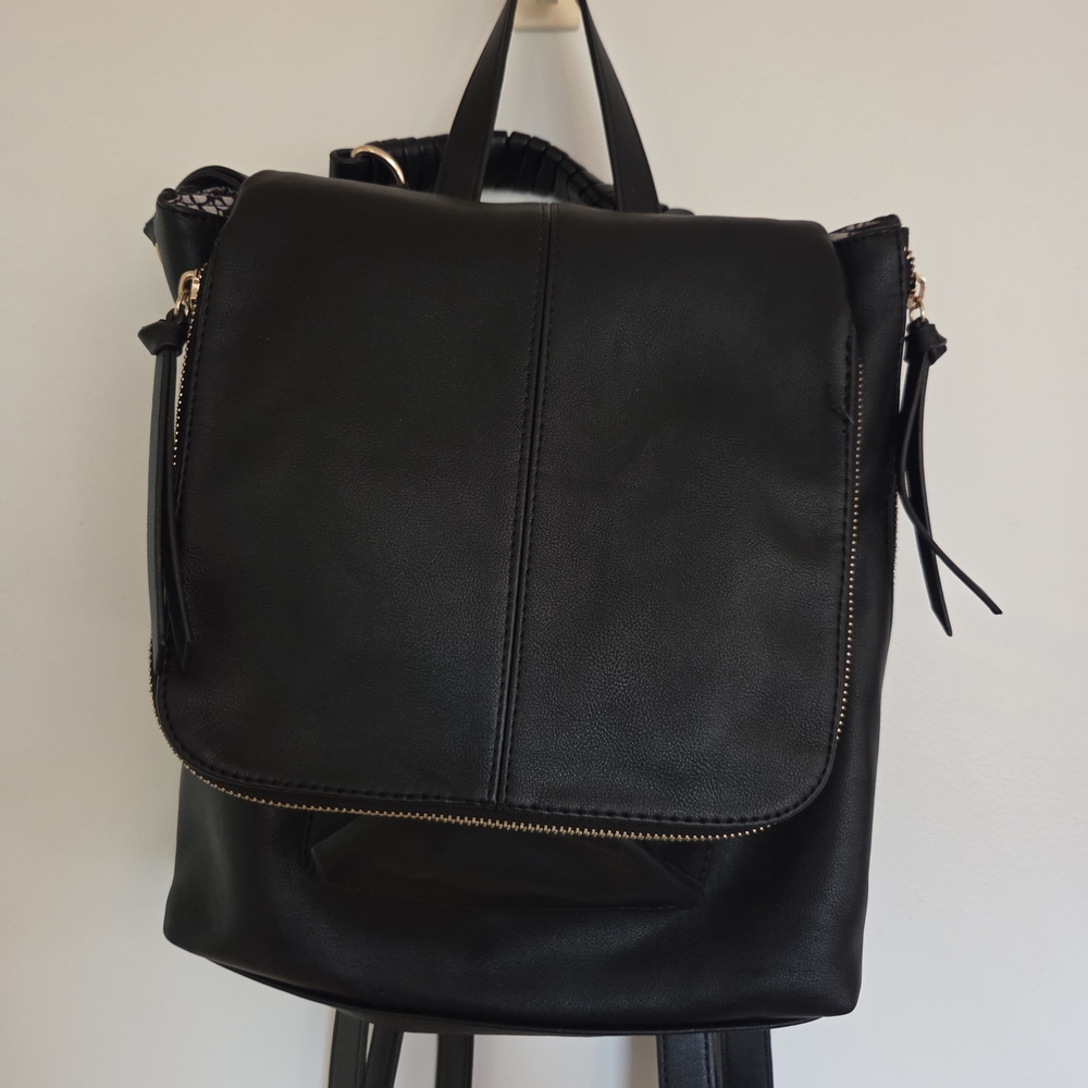 INC International Concepts Black Convertible Tote Backpack